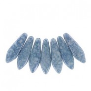 Czech Glass Daggers beads 5x16mm Chalk white teracota blue
